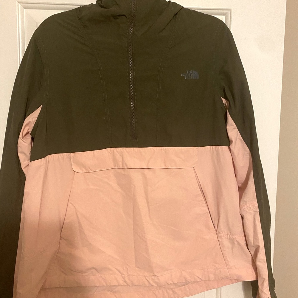 Pink and Green Northface Windbreaker Jacket